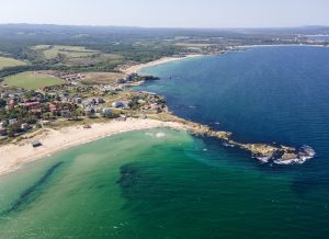 Aerial view of Black sea coast near village of Lozenets, Burgas Region, Bulgaria