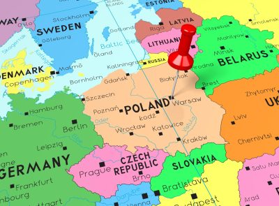 Poland, Warsaw - capital city, pinned on political map